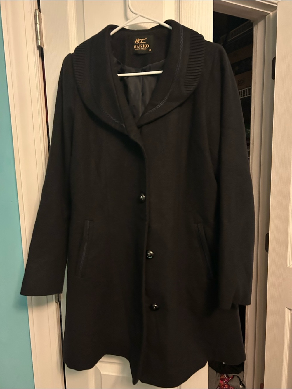 Women's navy Shawl-Collar Pea Coat
